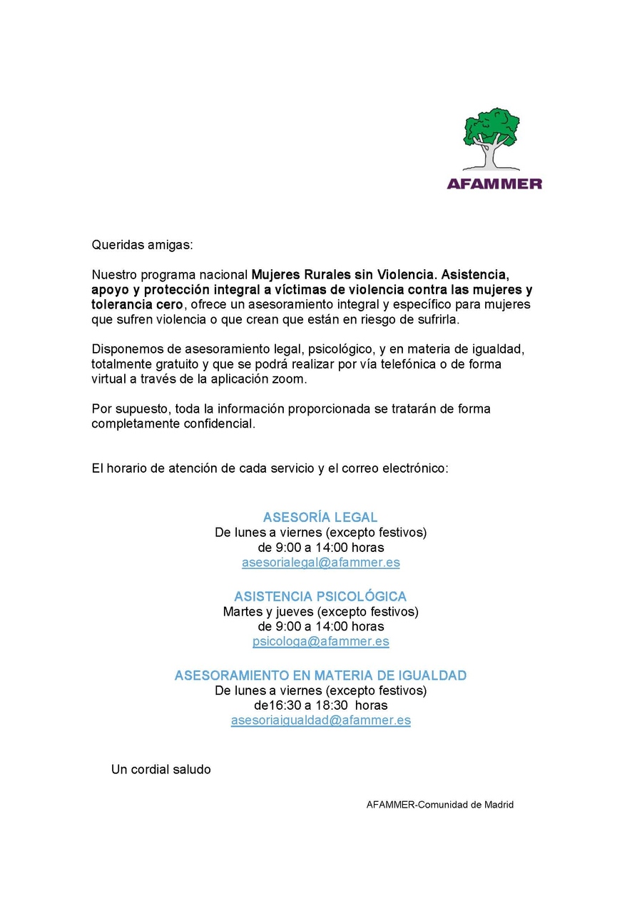 Mujeres rurales sin violencia AFAMMER